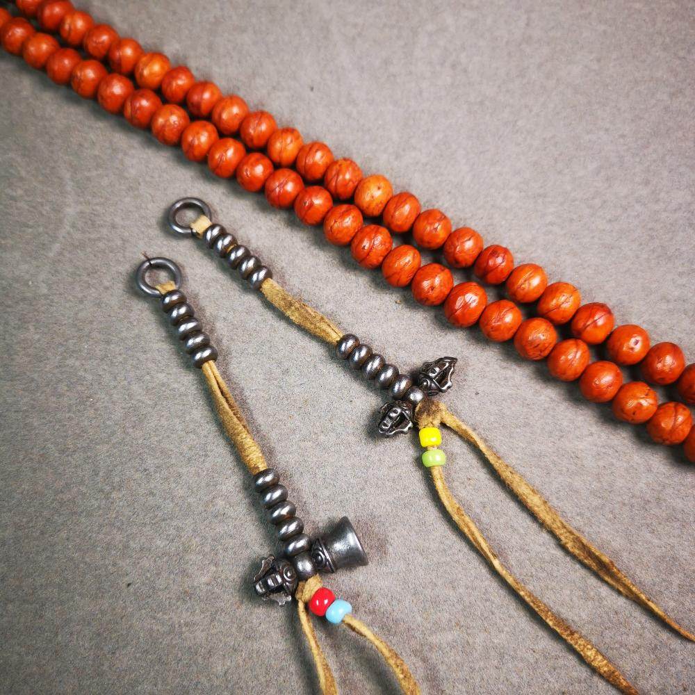 6mm Cold Iron Prayer Bead Counters - Tibetan Buddhist art, close-up detail
