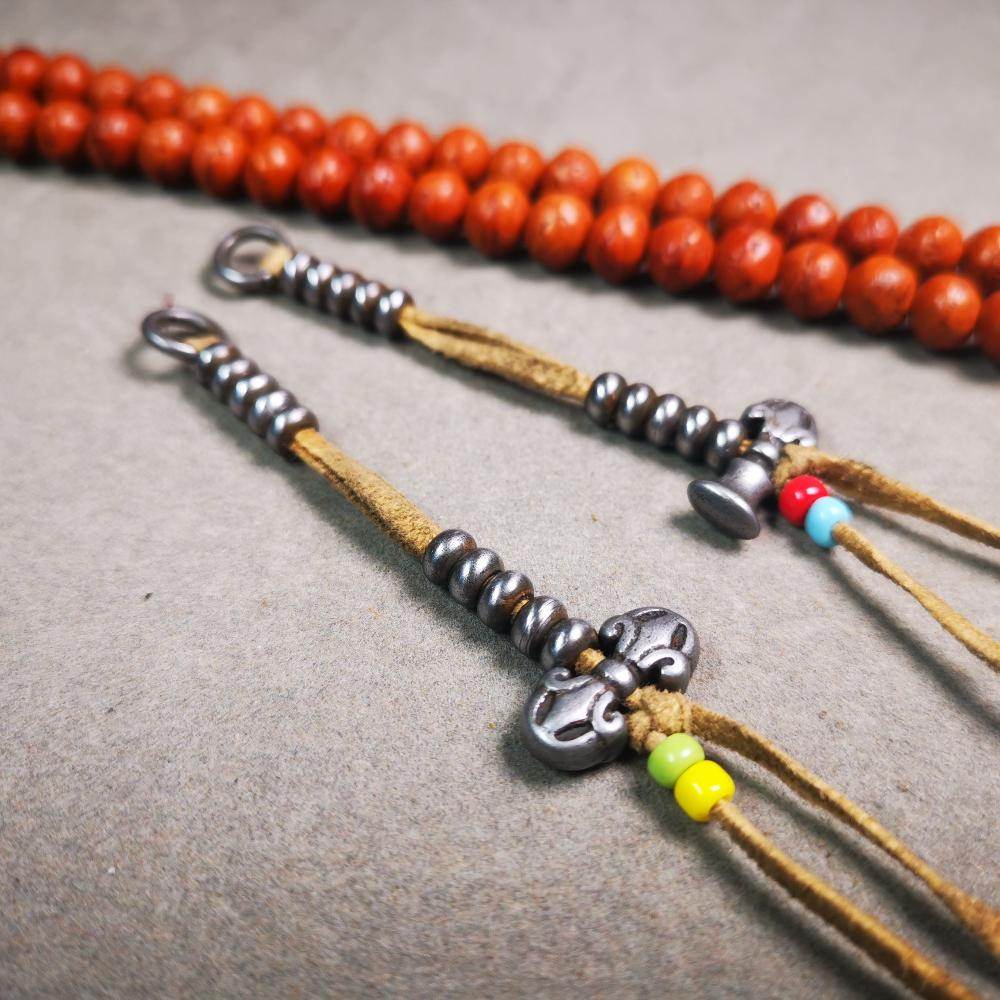 5mm Cold Iron Prayer Bead Counters with Dorje Bell Pendant - Tibetan Buddhist art, view 4