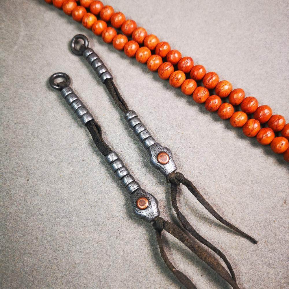 6mm Cold Iron Prayer Bead Counters - Tibetan Buddhist art, front view