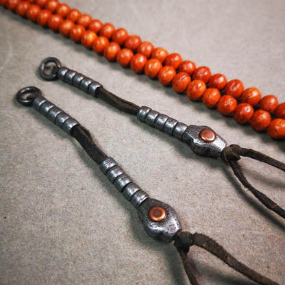 6mm Cold Iron Prayer Bead Counters - Tibetan Buddhist art, close-up detail
