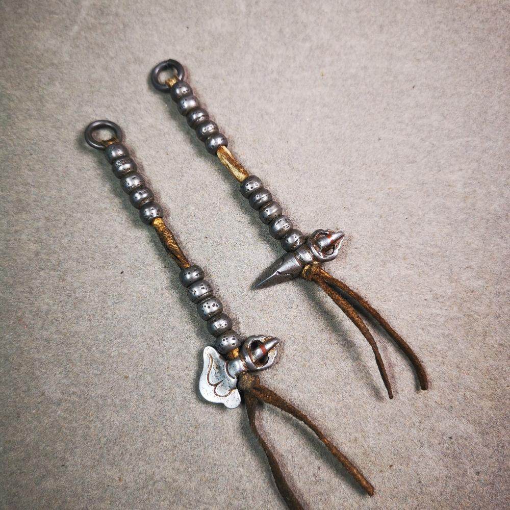 6mm Cold Iron Prayer Bead Counters with Kila and Kartika Pendant - Tibetan Buddhist art, view 6