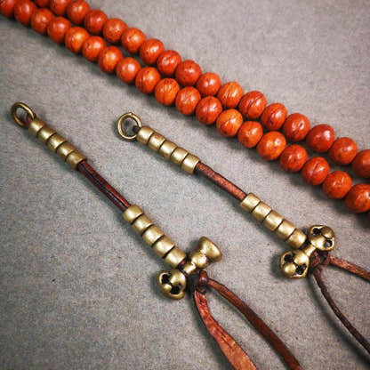 5mm Brass Prayer Bead Counters with Dorje Bell Pendant - Tibetan Buddhist art, view 5