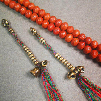 5mm Brass Prayer Bead Counters with Dorje Bell Pendant - Tibetan Buddhist art, view 4