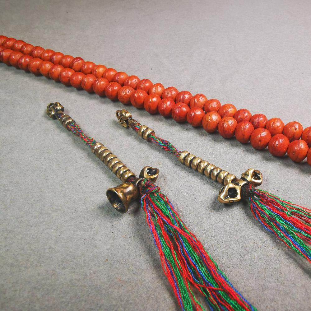 5mm Brass Prayer Bead Counters with Dorje Bell Pendant - Tibetan Buddhist art, view 5
