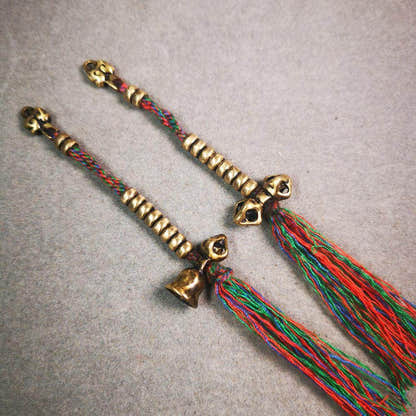 5mm Brass Prayer Bead Counters with Dorje Bell Pendant - Tibetan Buddhist art, view 6