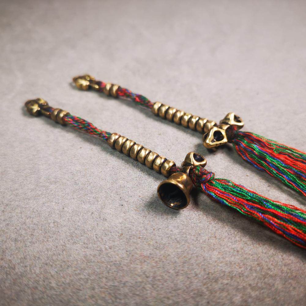5mm Brass Prayer Bead Counters with Dorje Bell Pendant - Tibetan Buddhist art, view 7