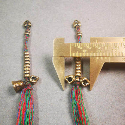 5mm Brass Prayer Bead Counters with Dorje Bell Pendant - Tibetan Buddhist art, view 9