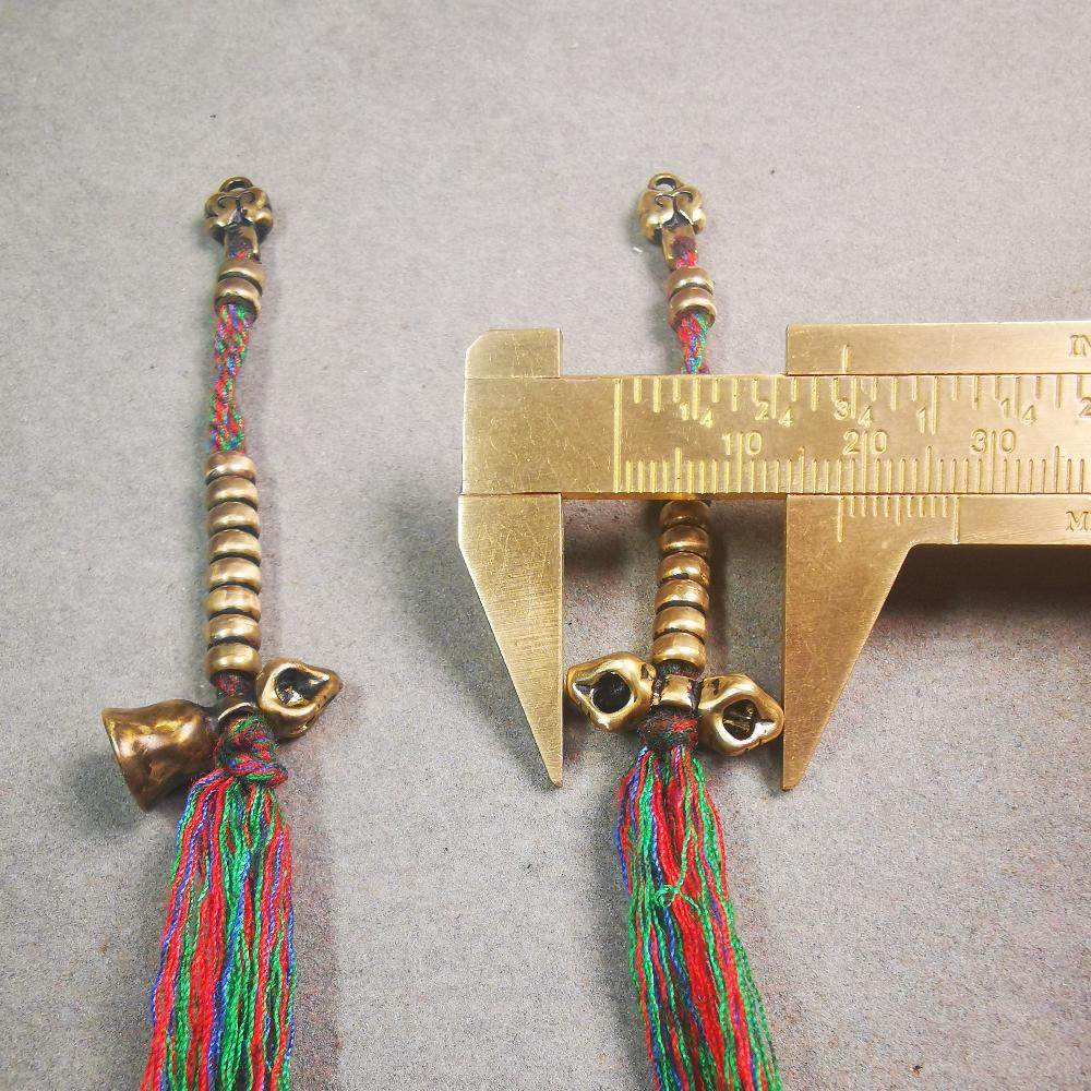 5mm Brass Prayer Bead Counters with Dorje Bell Pendant - Tibetan Buddhist art, view 9