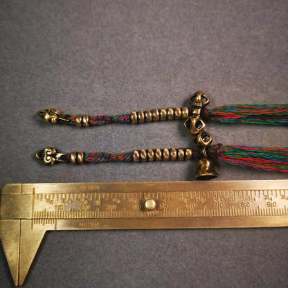5mm Brass Prayer Bead Counters with Dorje Bell Pendant - Tibetan Buddhist art, size reference