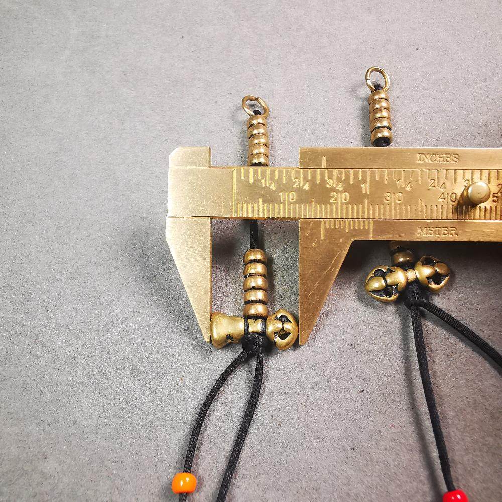5mm Brass Prayer Bead Counters with Dorje Bell Pendant - Tibetan Buddhist art, size reference