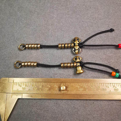 5mm Brass Prayer Bead Counters with Dorje Bell Pendant - Tibetan Buddhist art, view 10