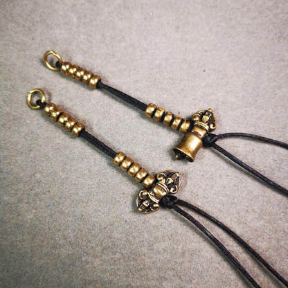 5mm Brass Prayer Bead Counters with Dorje Bell Pendant - Tibetan Buddhist art, view 5