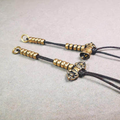 5mm Brass Prayer Bead Counters with Dorje Bell Pendant - Tibetan Buddhist art, view 6