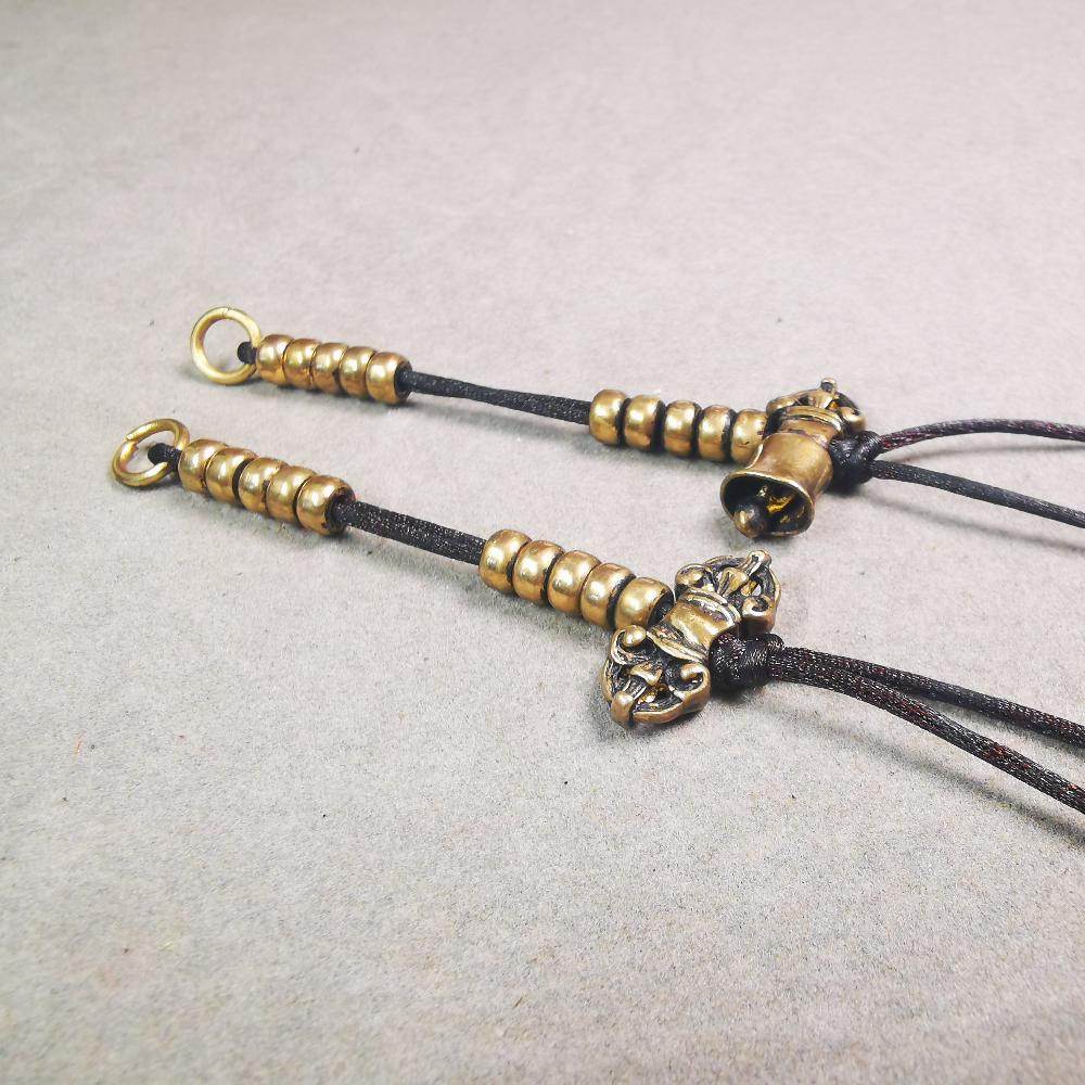 5mm Brass Prayer Bead Counters with Dorje Bell Pendant - Tibetan Buddhist art, view 6
