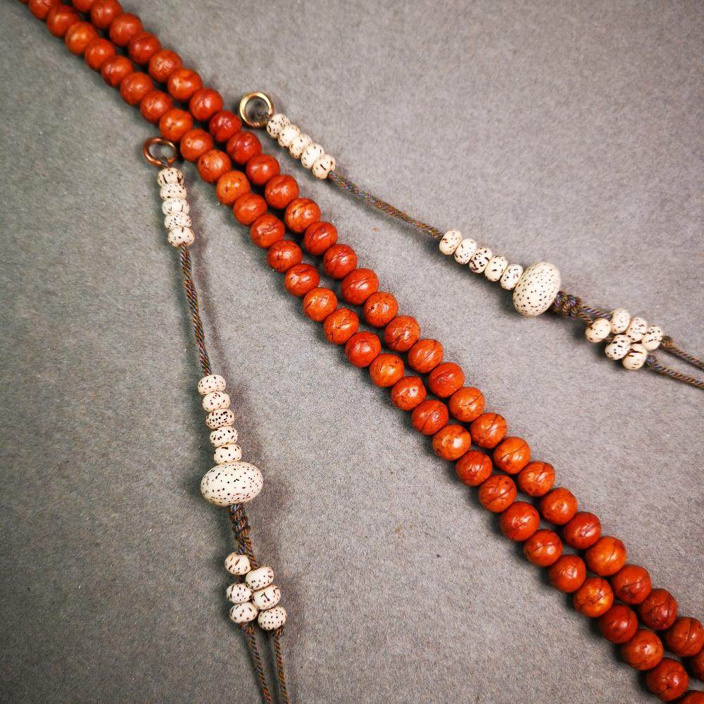 Unique 6mm Bodhi Seed Prayer Bead Counters - Tibetan Buddhist art, detailed view