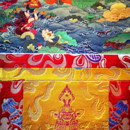 Fulushou - God of Longevity - Tibetan thangka painting, view 11