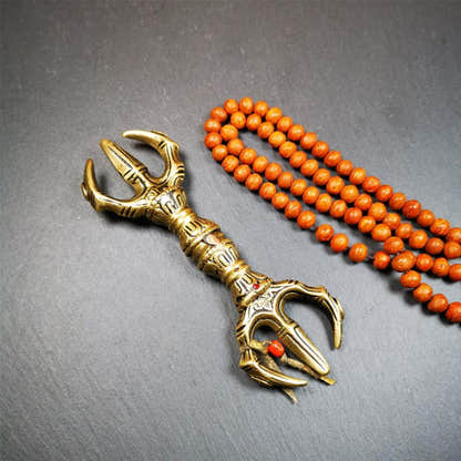 Unique Flat Vajra 6.3" - Tibetan Buddhist vajra, front view