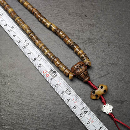 Old Kapala Skull Bone Mala - Tibetan Buddhist mala beads, view 8