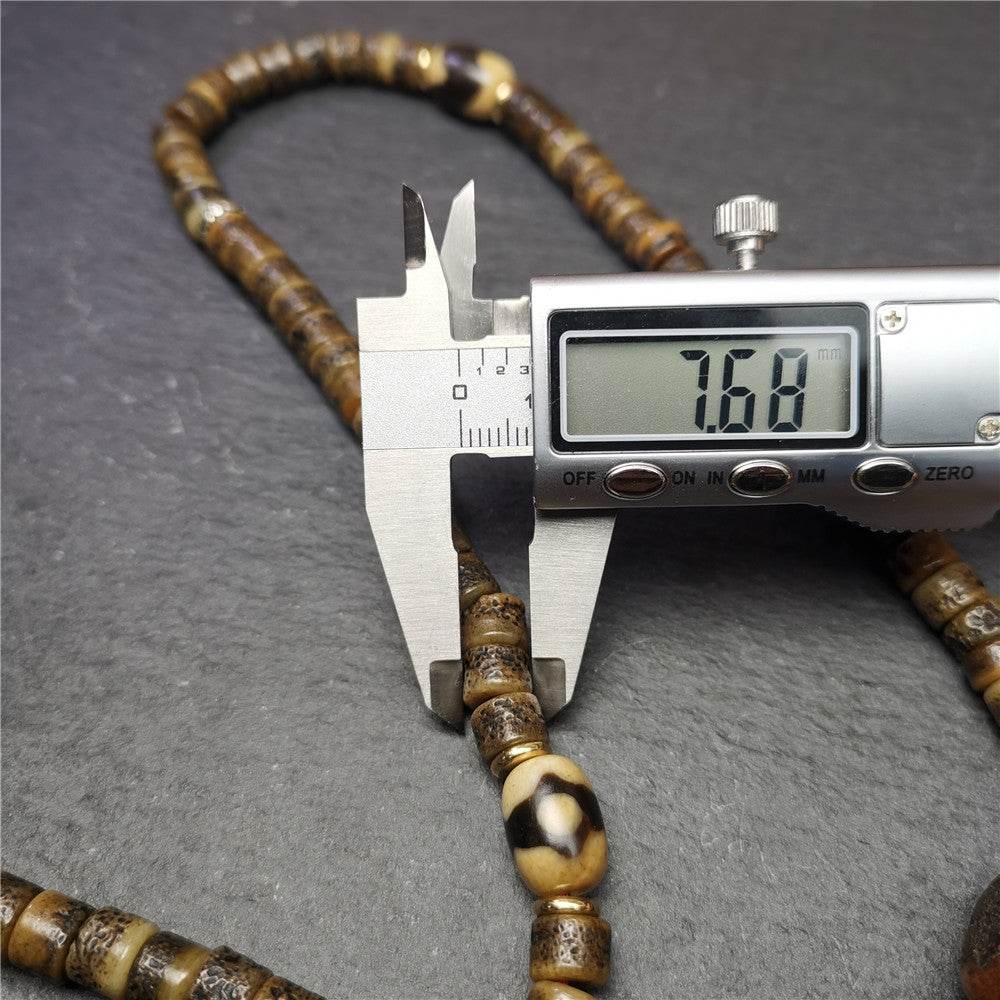 Old Kapala Skull Bone Mala - Tibetan Buddhist mala beads, view 9