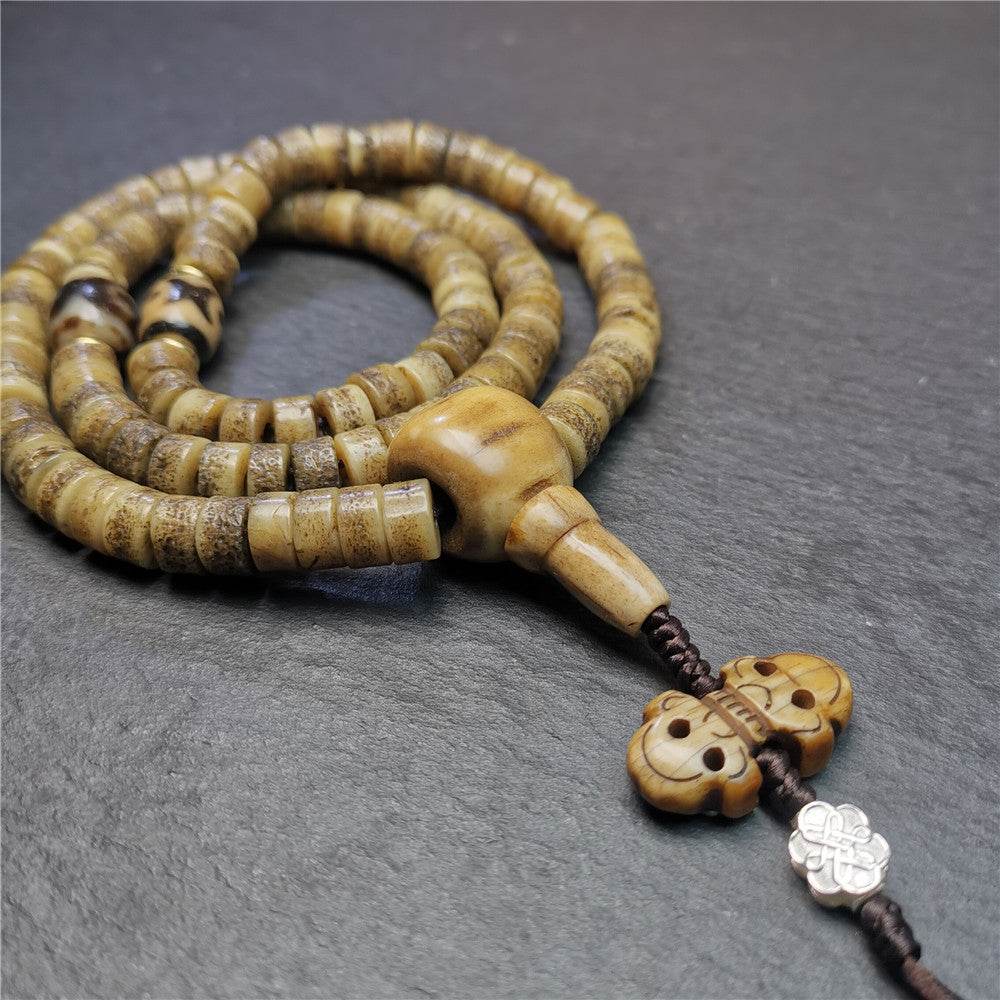 Old Kapala Skull Bone Mala - Tibetan Buddhist mala beads, view 5