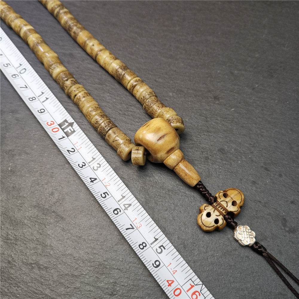 Old Kapala Skull Bone Mala - Tibetan Buddhist mala beads, view 8