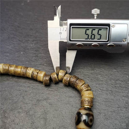 Old Kapala Skull Bone Mala - Tibetan Buddhist mala beads, view 10