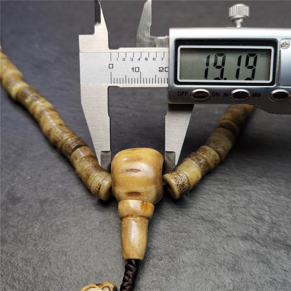 Old Kapala Skull Bone Mala - Tibetan Buddhist mala beads, view 15