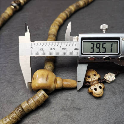 Old Kapala Skull Bone Mala - Tibetan Buddhist mala beads, view 16