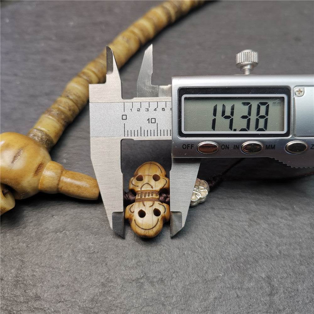 Old Kapala Skull Bone Mala - Tibetan Buddhist mala beads, view 18