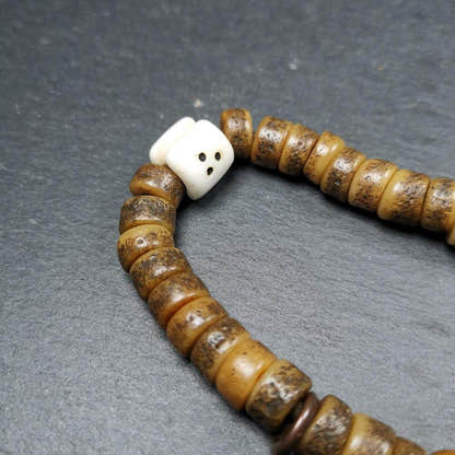Old Kapala Skull Bone Mala - Tibetan Buddhist mala beads, view 10