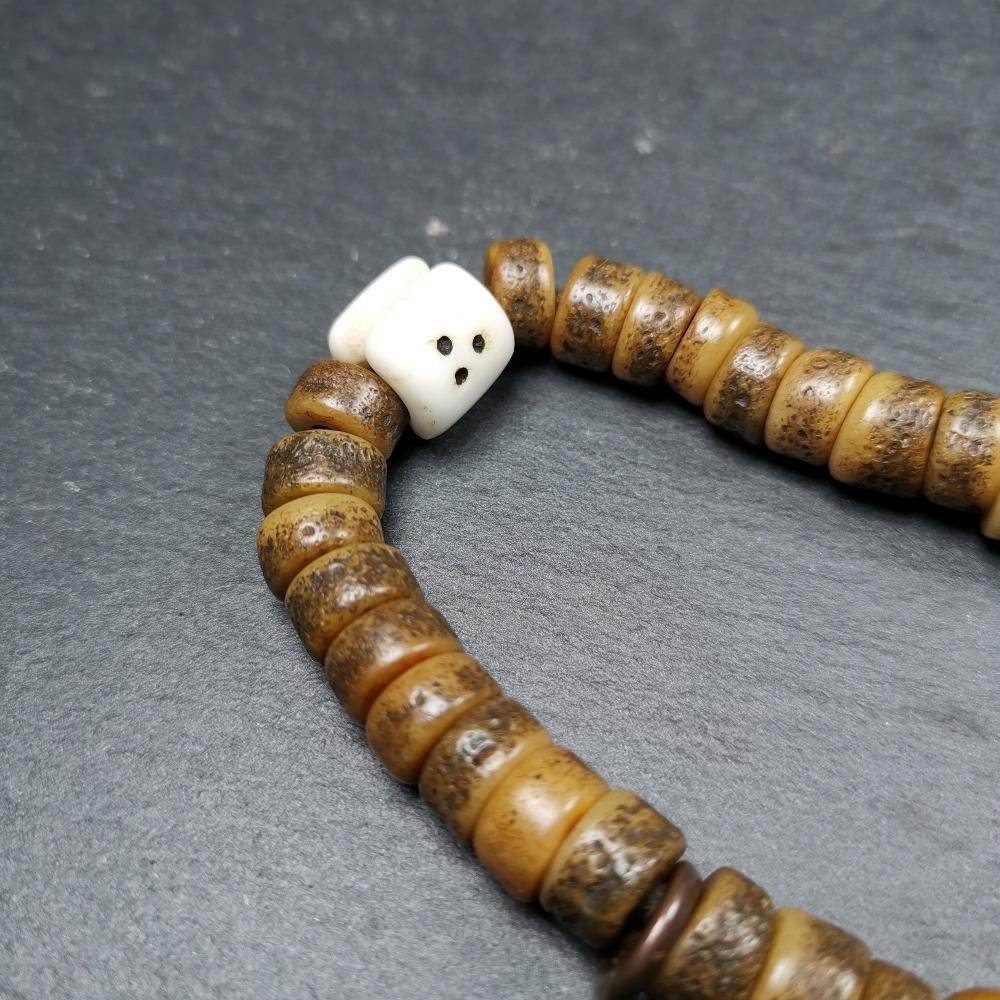 Old Kapala Skull Bone Mala - Tibetan Buddhist mala beads, view 10
