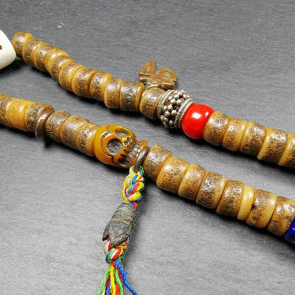 Old Kapala Skull Bone Mala - Tibetan Buddhist mala beads, view 11
