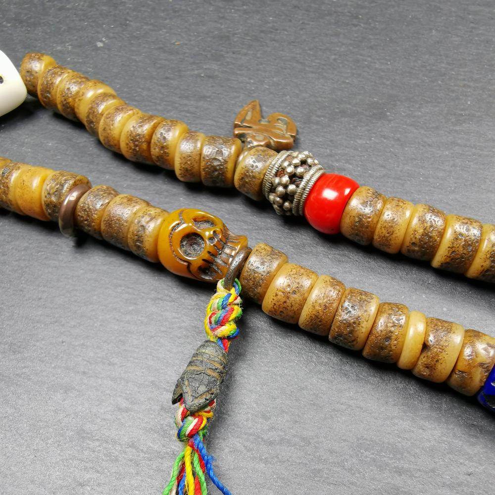 Old Kapala Skull Bone Mala - Tibetan Buddhist mala beads, view 11