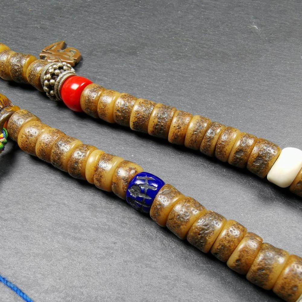 Old Kapala Skull Bone Mala - Tibetan Buddhist mala beads, view 12