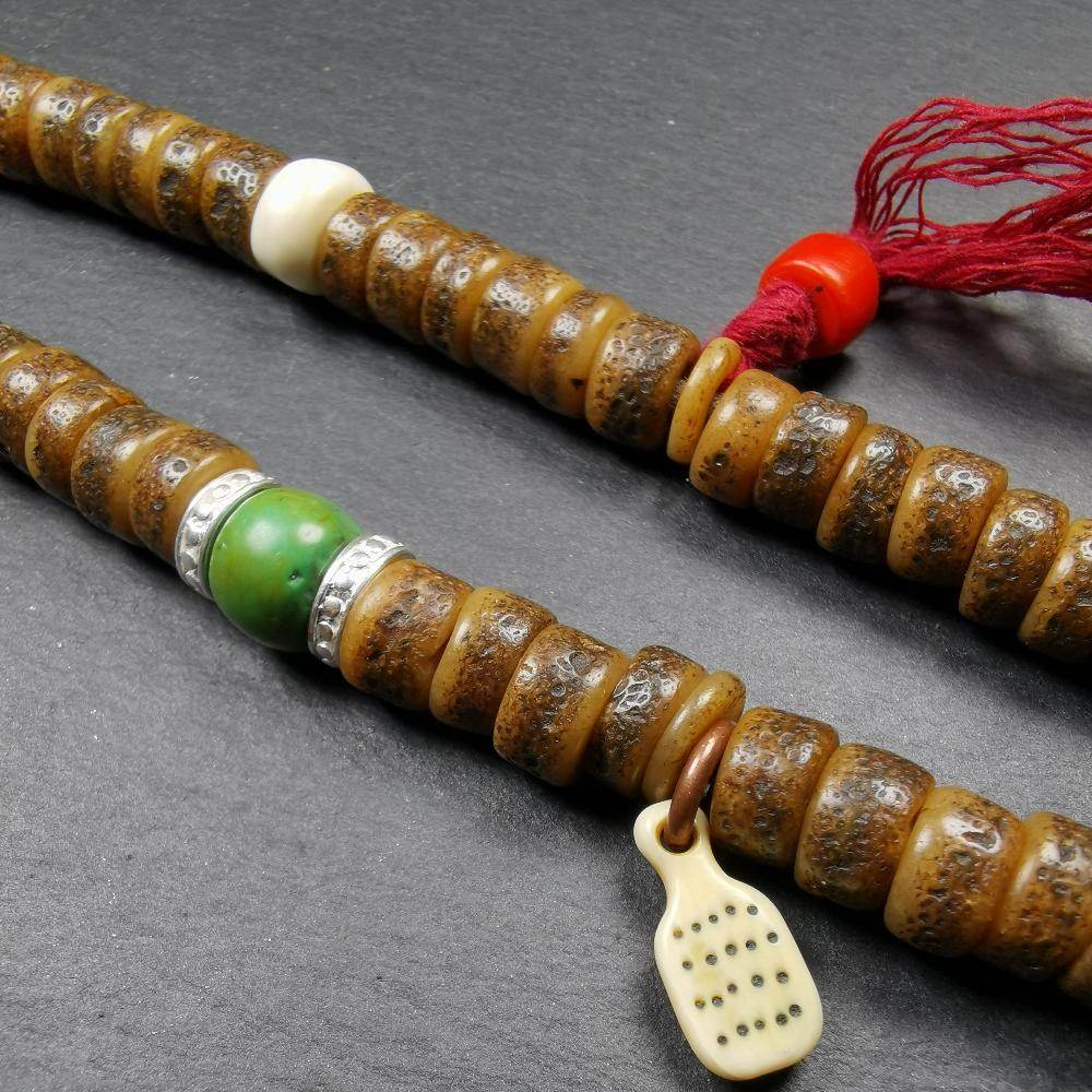 Old Kapala Skull Bone Mala - Tibetan Buddhist mala beads, view 13