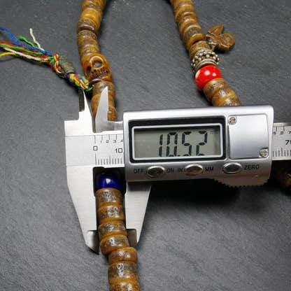 Old Kapala Skull Bone Mala - Tibetan Buddhist mala beads, size reference