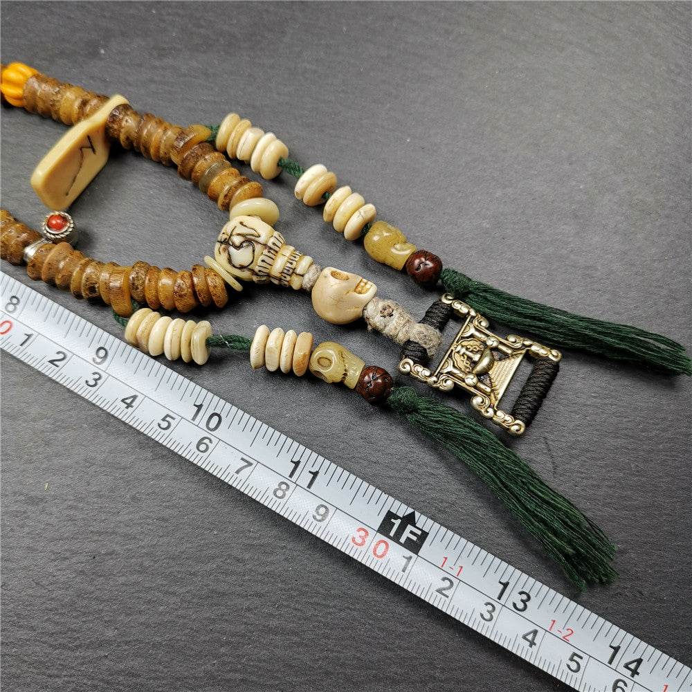 Old Kapala Skull Bone Mala,Disk Shape - Tibetan Buddhist mala beads, view 11