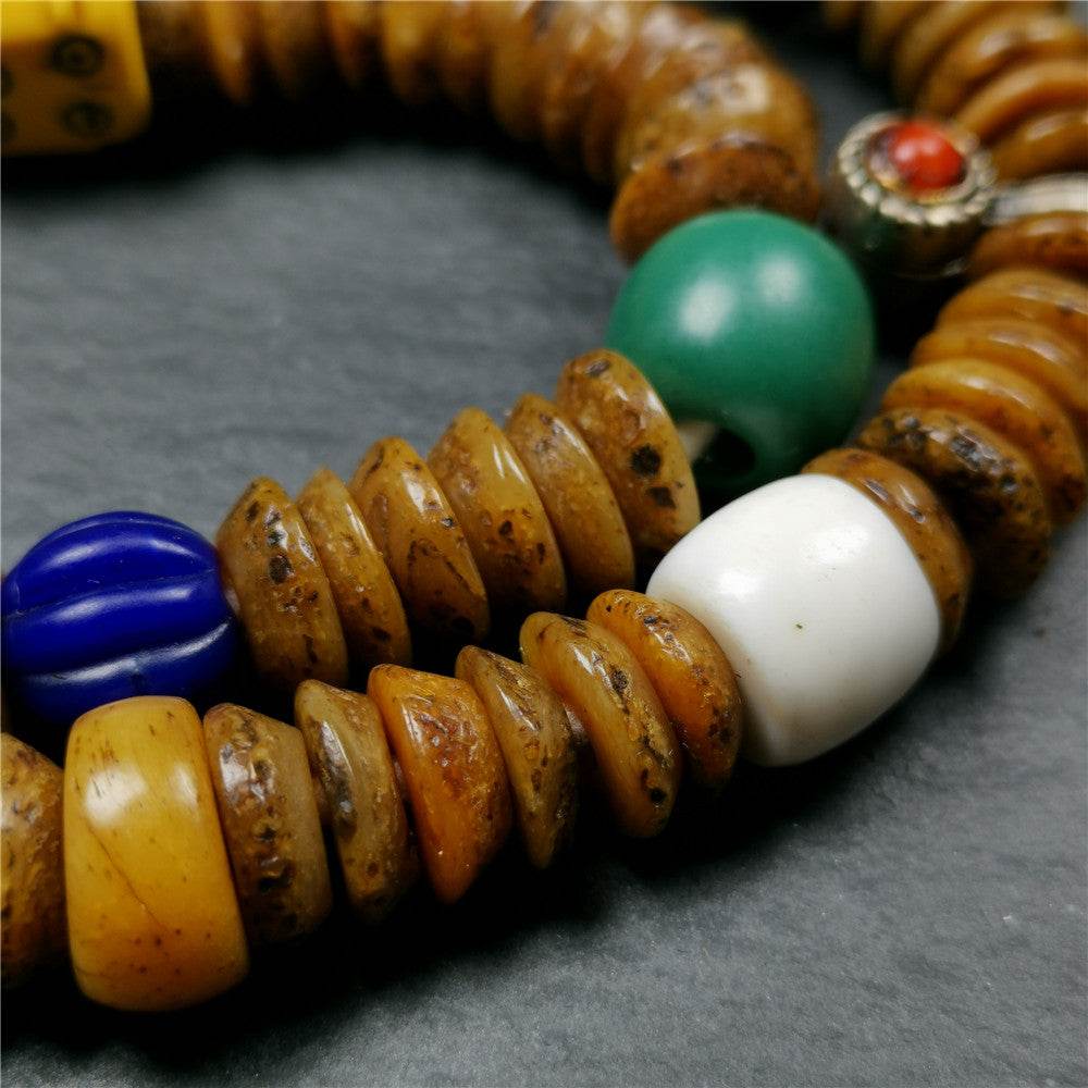 Old Kapala Skull Bone Mala,Disk Shape - Tibetan Buddhist mala beads, view 10