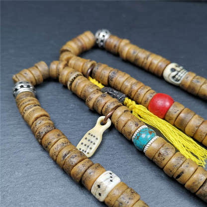 Old Kapala Skull Bone Mala - Tibetan Buddhist mala beads, view 4