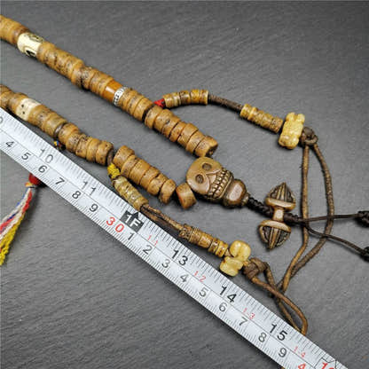 Old Kapala Skull Bone Mala - Tibetan Buddhist mala beads, view 8