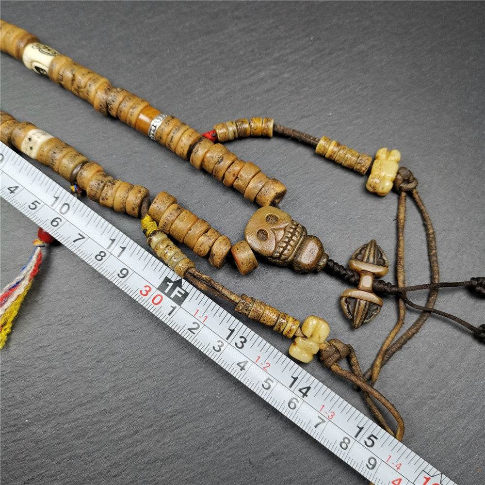Old Kapala Skull Bone Mala - Tibetan Buddhist mala beads, view 8