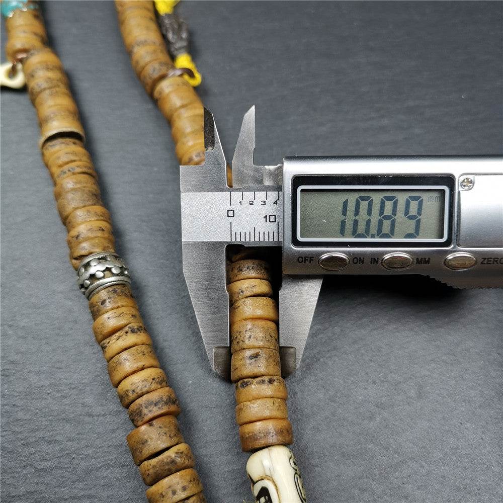 Old Kapala Skull Bone Mala - Tibetan Buddhist mala beads, view 9