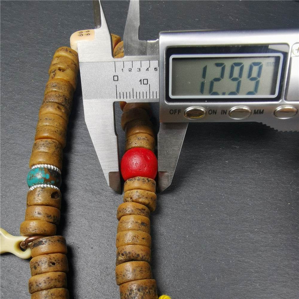 Old Kapala Skull Bone Mala - Tibetan Buddhist mala beads, view 12
