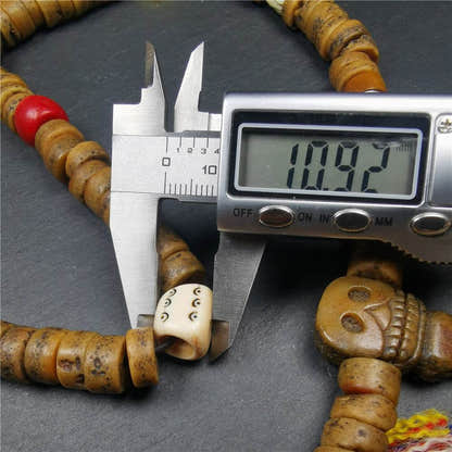 Old Kapala Skull Bone Mala - Tibetan Buddhist mala beads, view 10