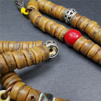Old Kapala Skull Bone Mala - Tibetan Buddhist mala beads, view 6