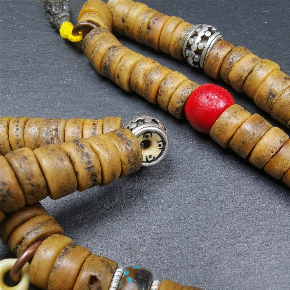 Old Kapala Skull Bone Mala - Tibetan Buddhist mala beads, view 6
