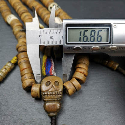Old Kapala Skull Bone Mala - Tibetan Buddhist mala beads, view 13