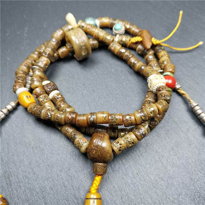Old Kapala Skull Bone Mala - Tibetan Buddhist mala beads, view 8