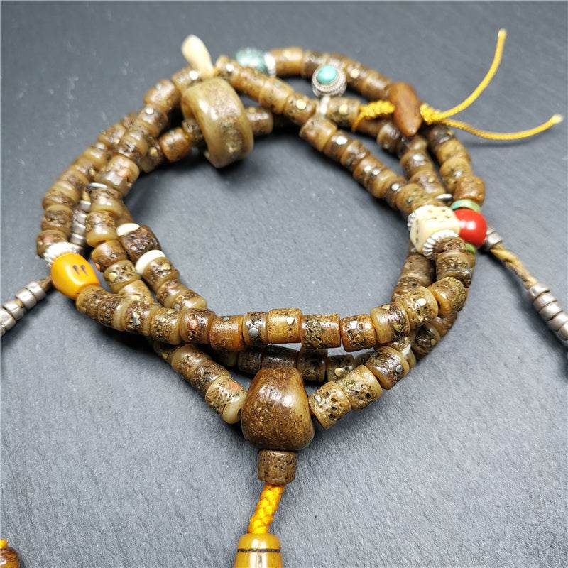 Old Kapala Skull Bone Mala - Tibetan Buddhist mala beads, view 8