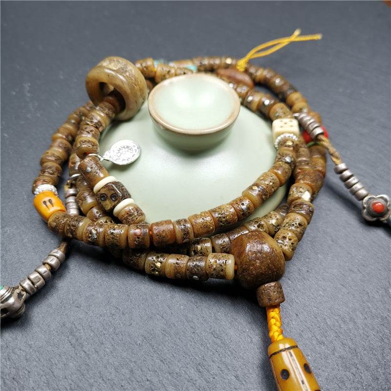 Old Kapala Skull Bone Mala - Tibetan Buddhist mala beads, view 10
